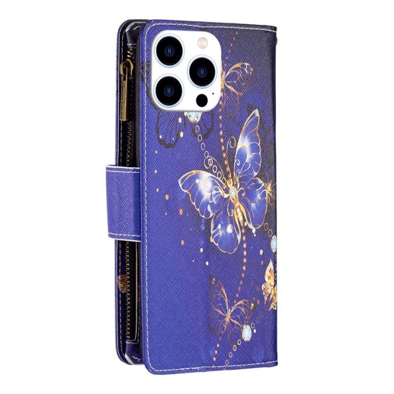 Etui Folio iPhone 16 Pro Max Fioletowy Portfel W Motyle Z Paskiem Etui Ochronne