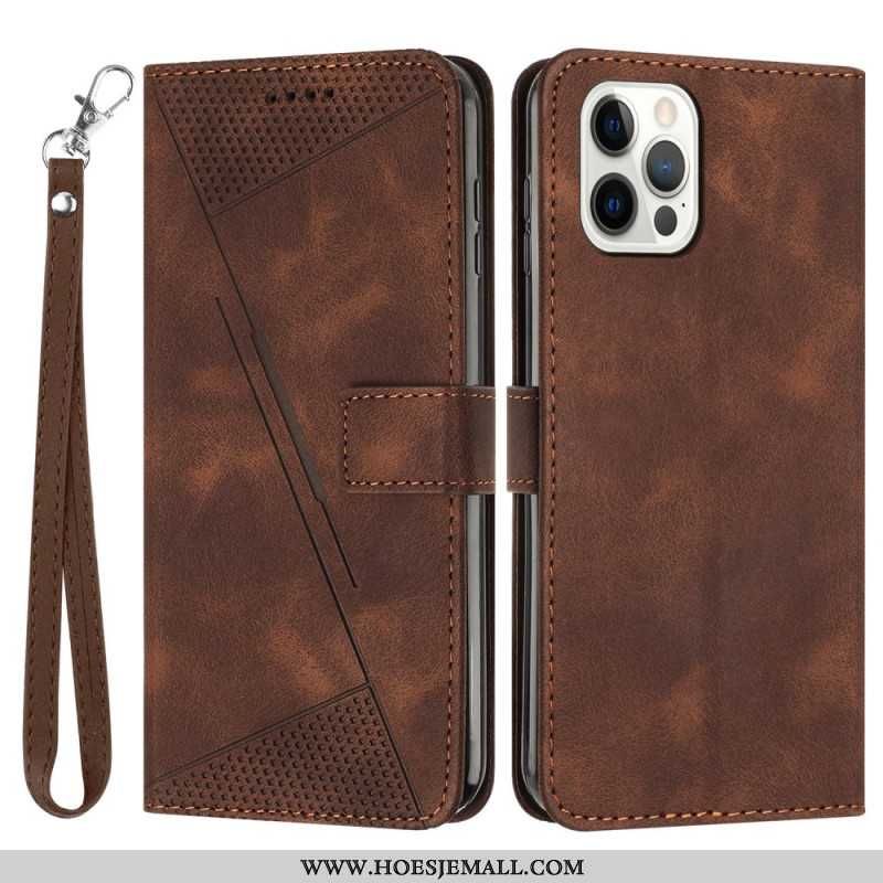 Etui Folio iPhone 16 Pro Max Geometryczny Wzór Paska Etui Ochronne