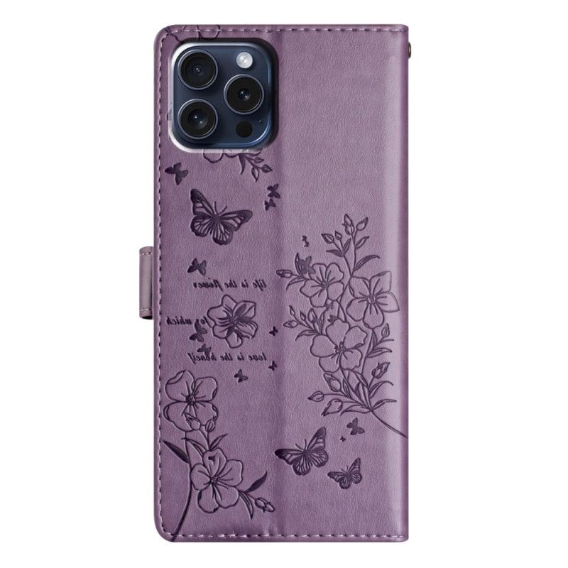 Etui Folio iPhone 16 Pro Max Kwiaty I Motyle Etui Ochronne