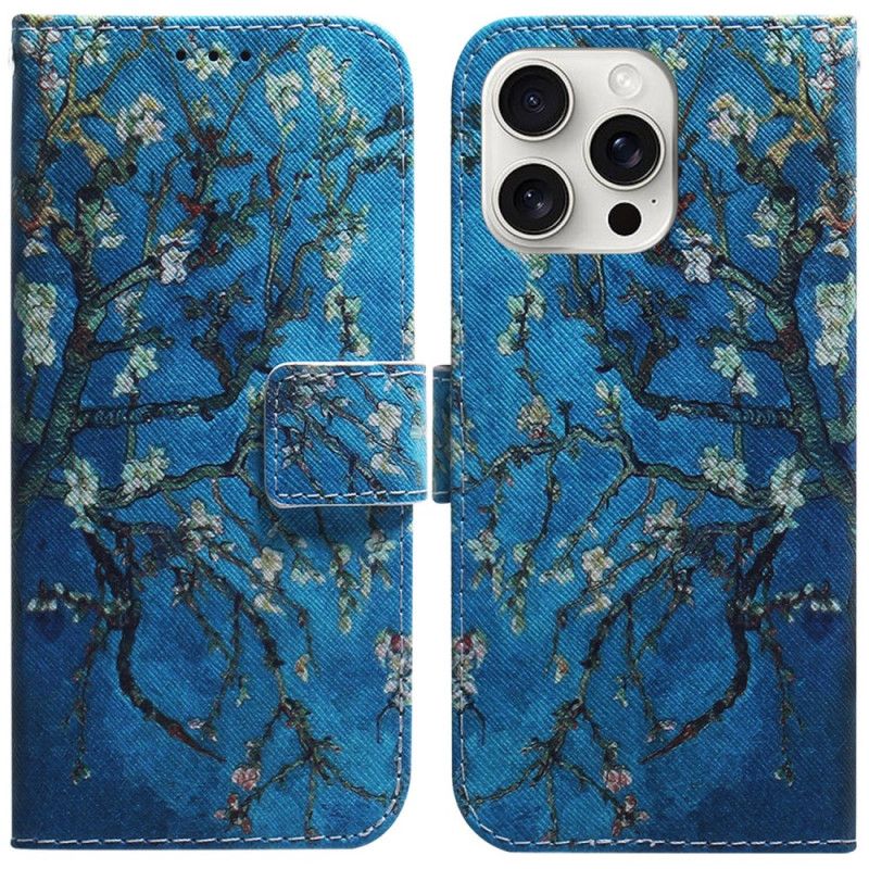 Etui Folio iPhone 16 Pro Max Kwiaty Moreli Etui Ochronne