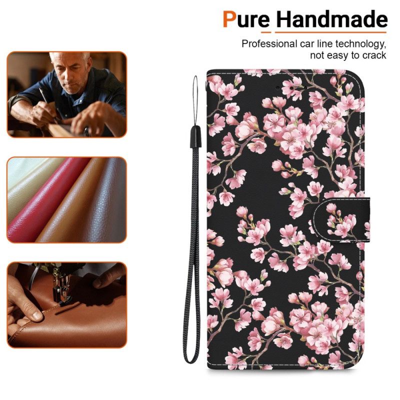 Etui Folio iPhone 16 Pro Max Kwiaty Śliwy Przywiązane