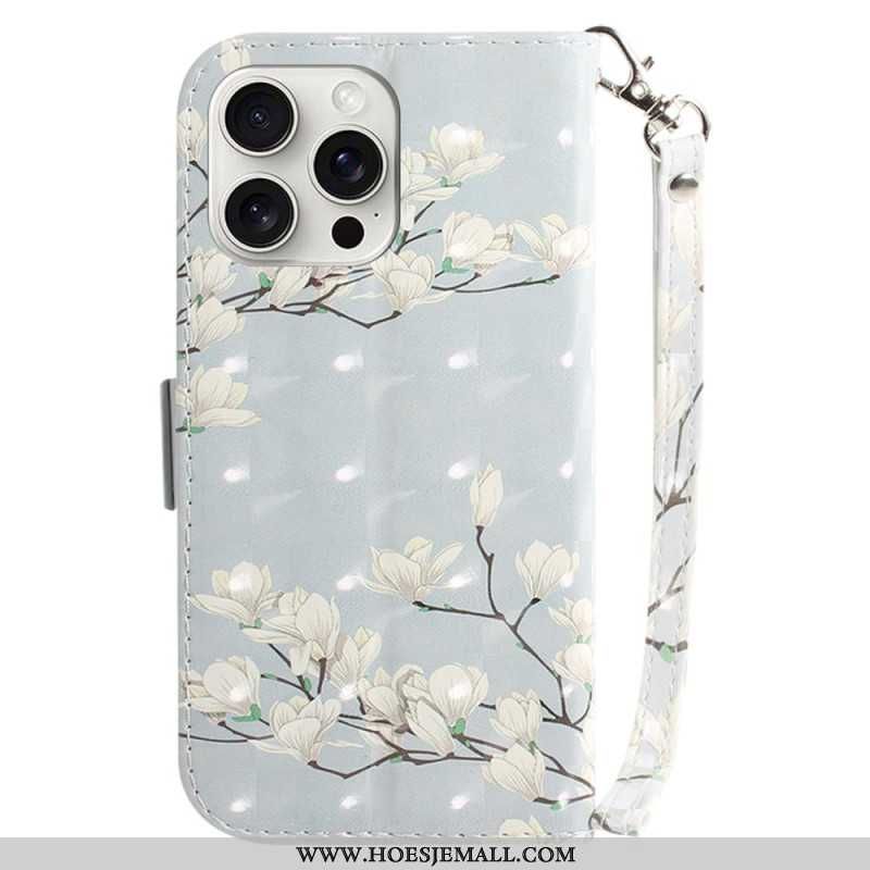 Etui Folio iPhone 16 Pro Max Magnolie Z Paskiem Etui Ochronne