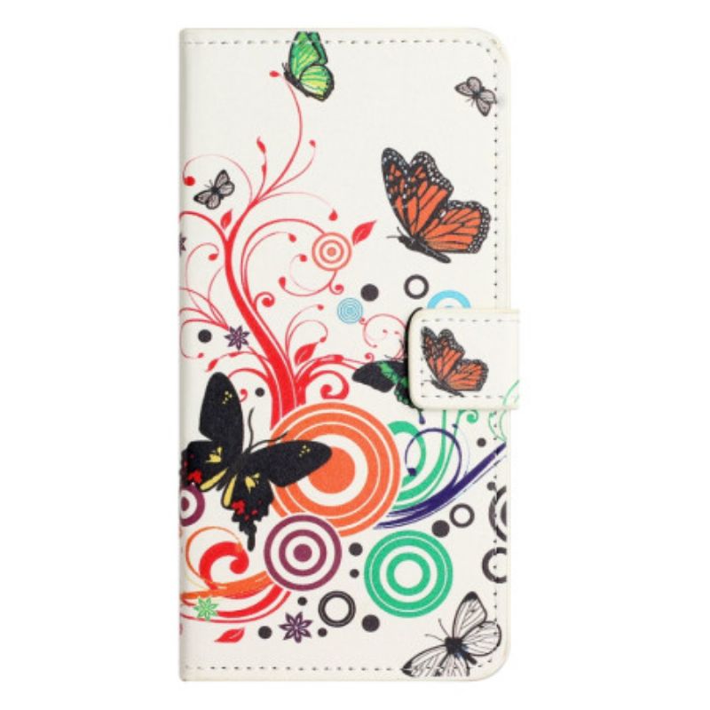 Etui Folio iPhone 16 Pro Max Motyle Na Białym Tle Etui Ochronne