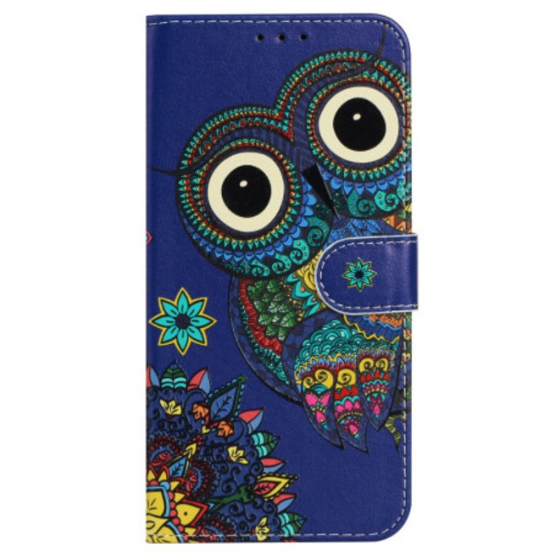 Etui Folio iPhone 16 Pro Max Niebieska Sowa Z Paskiem