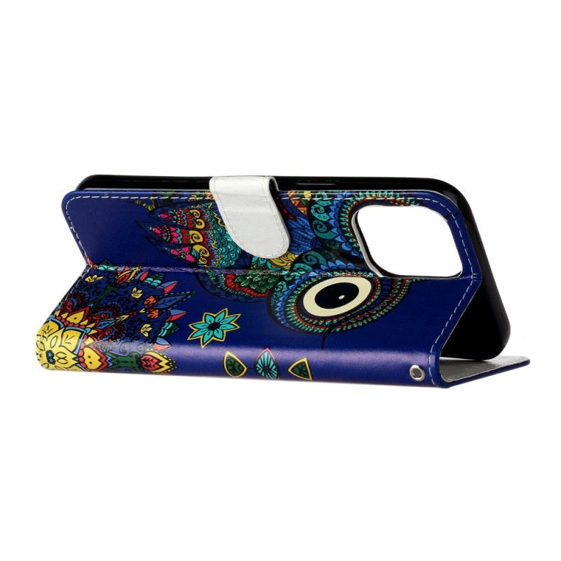 Etui Folio iPhone 16 Pro Max Niebieska Sowa Z Paskiem