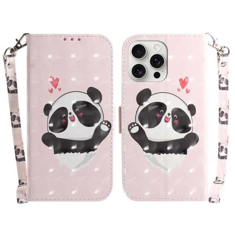 Etui Folio iPhone 16 Pro Max Panda Love Z Paskiem