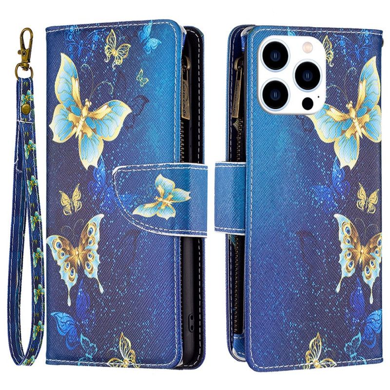 Etui Folio iPhone 16 Pro Max Portfel Ze Złotymi Motylami