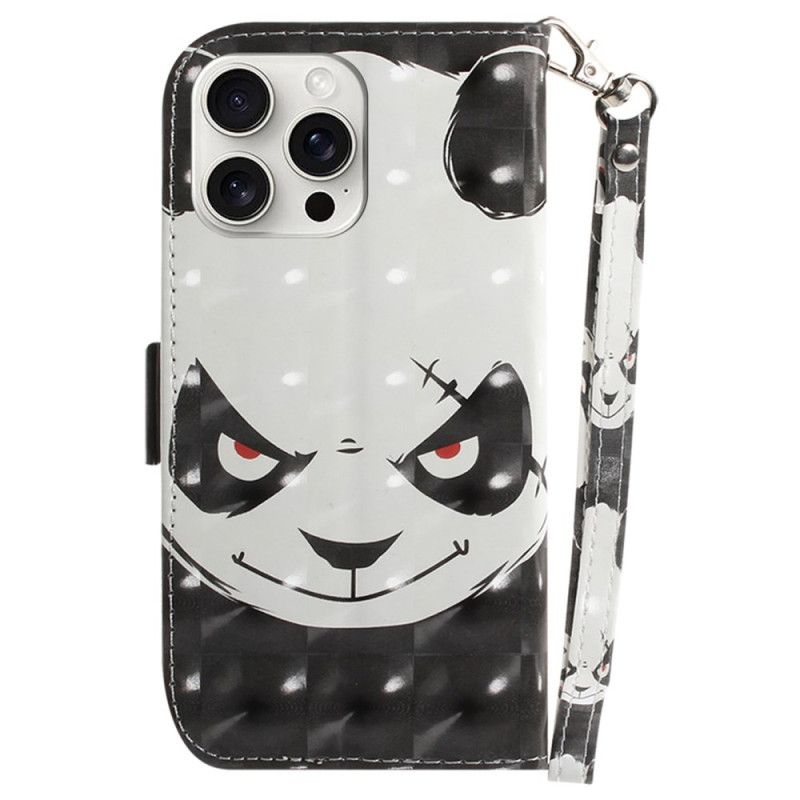 Etui Folio iPhone 16 Pro Max Wściekła Panda Z Paskiem Etui Ochronne