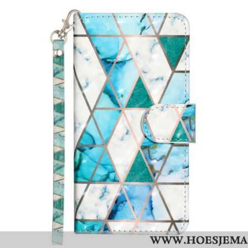 Etui Folio iPhone 16 Pro Max Zielony Marmur Z Paskiem