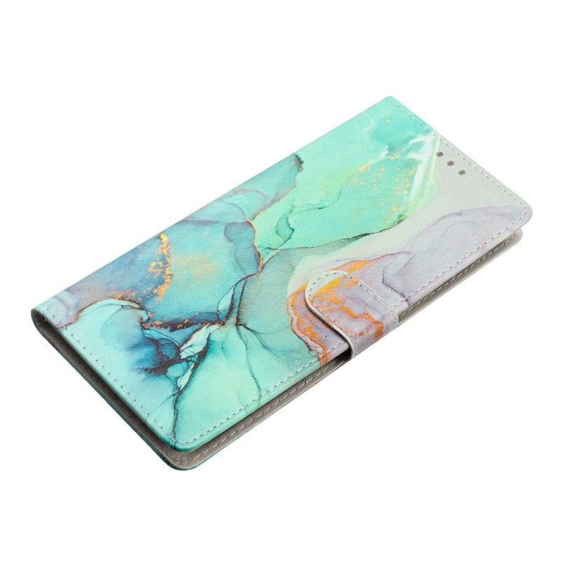 Etui Folio iPhone 16 Pro Max Zielony Marmur Z Paskiem Etui Ochronne