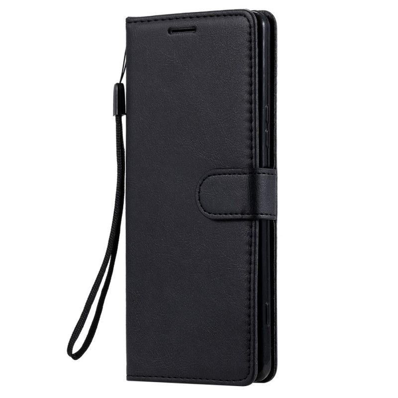 Etui Folio Sony Xperia 1 II Granatowy Czarny Efekt Skóry Z Paskiem Etui Ochronne