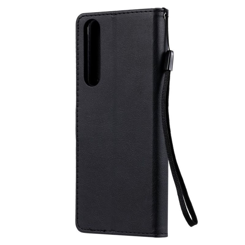 Etui Folio Sony Xperia 1 II Granatowy Czarny Efekt Skóry Z Paskiem Etui Ochronne