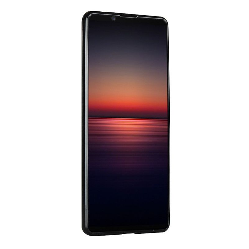 Etui Sony Xperia 1 II Czerwony Czarny Pasek Z Prawdziwej Skóry I Etui Na Karty