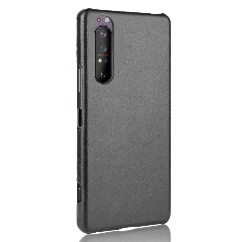 Etui Sony Xperia 1 II Szary Czarny Efekt Skóry Liczi Etui Ochronne