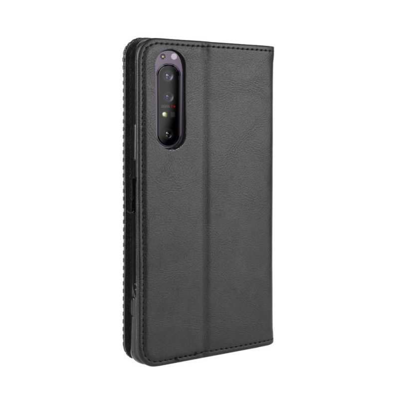 Flip Kotelot Sony Xperia 1 II Czerwony Czarny Stylizowany Efekt Skóry W Stylu Vintage Etui Ochronne