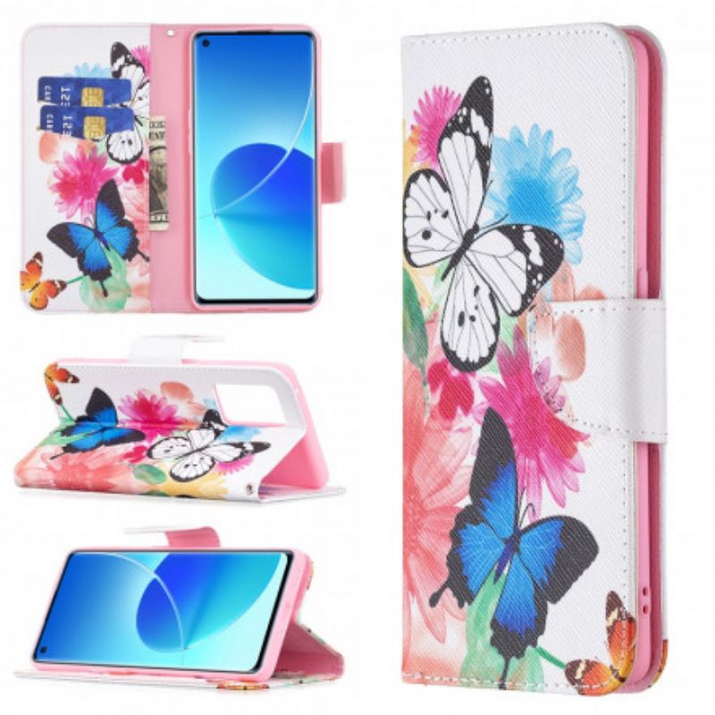 Etui Folio Oppo Reno 6 Pro 5g Malowane Motyle I Kwiaty