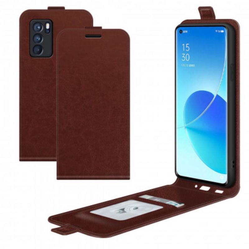 Etui Folio Oppo Reno 6 Pro 5g Pionowa Klapka Z Efektem Skóry Etui Ochronne