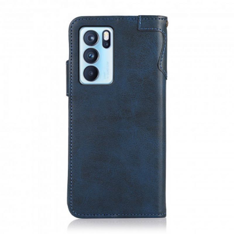 Etui Folio Oppo Reno 6 Pro 5g Przycisk Magnetyczny Khazneh Etui Ochronne