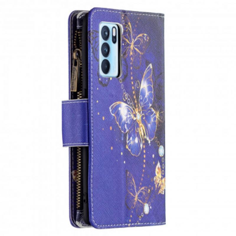 Etui Folio Oppo Reno 6 Pro 5g Zapinana Na Zamek Kieszeń W Kształcie Motyla