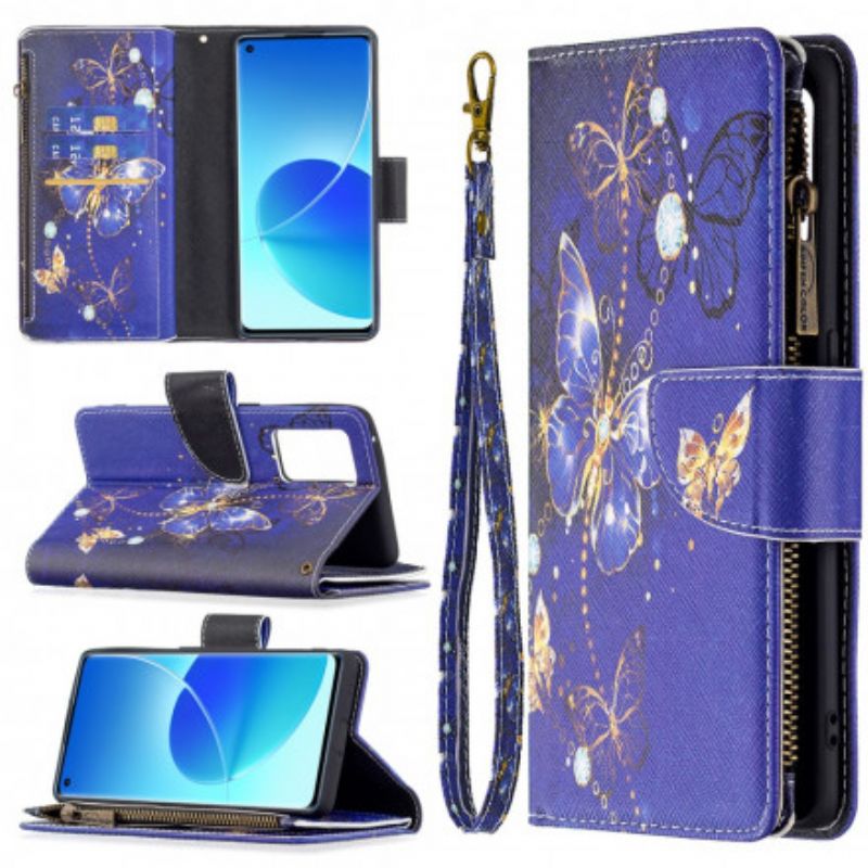 Etui Folio Oppo Reno 6 Pro 5g Zapinana Na Zamek Kieszeń W Kształcie Motyla