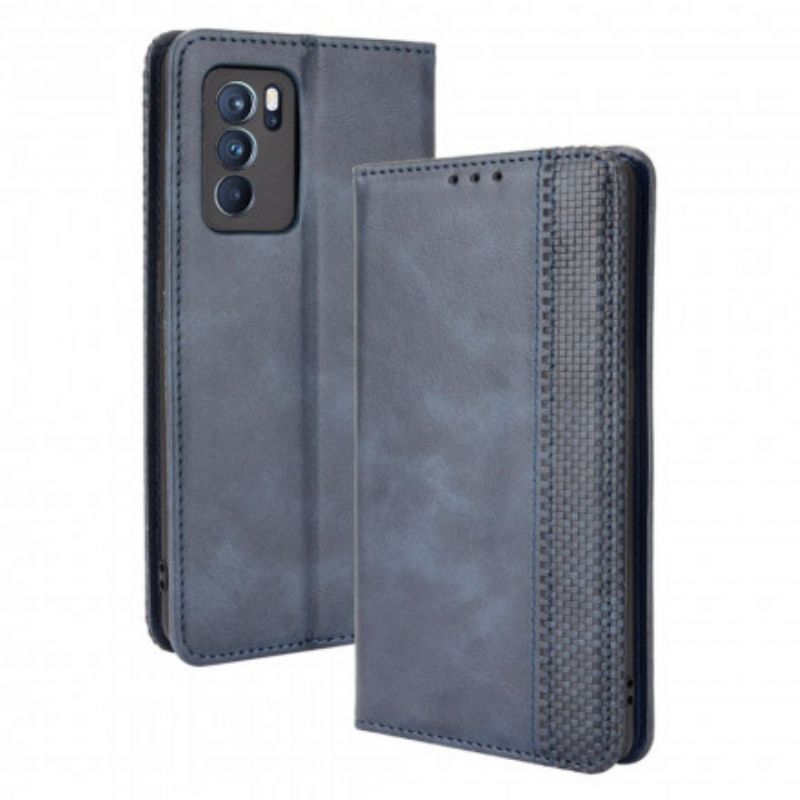 Flip Kotelot Oppo Reno 6 Pro 5g Stylizowany Efekt Skóry W Stylu Vintage Etui Ochronne