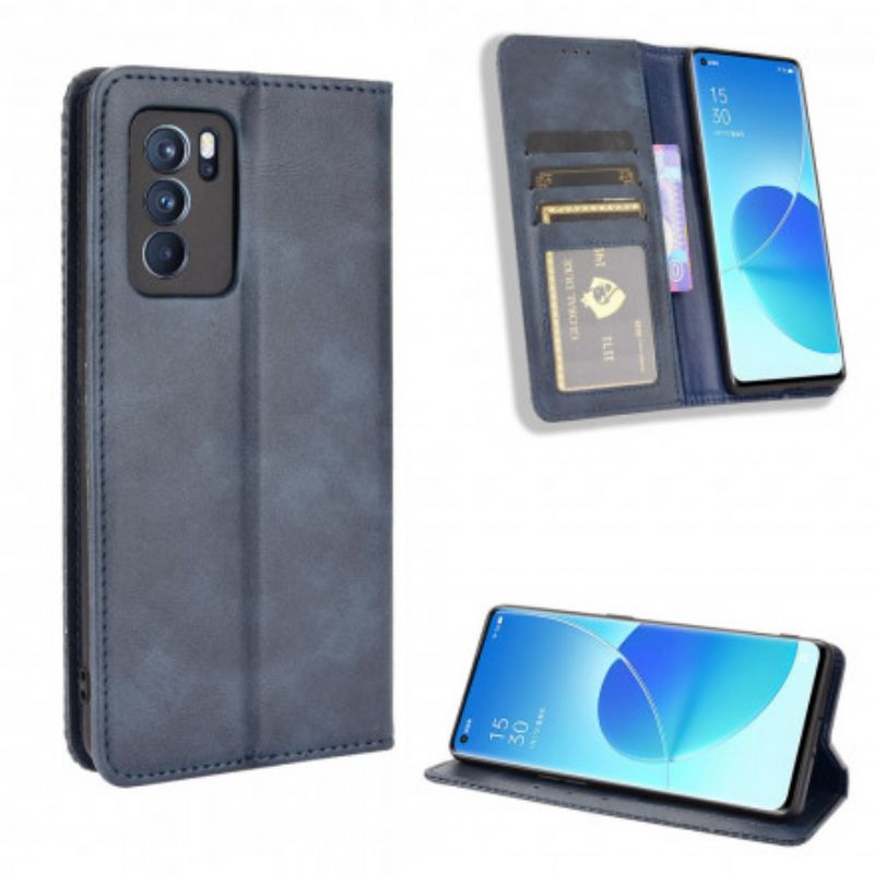 Flip Kotelot Oppo Reno 6 Pro 5g Stylizowany Efekt Skóry W Stylu Vintage Etui Ochronne