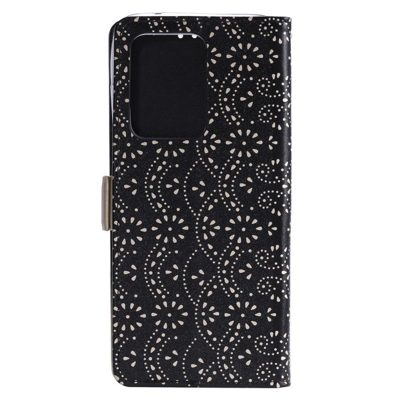 Etui Folio Huawei P40 Pro Cyjan Czarny Koronkowa Torebka Typu Stringi