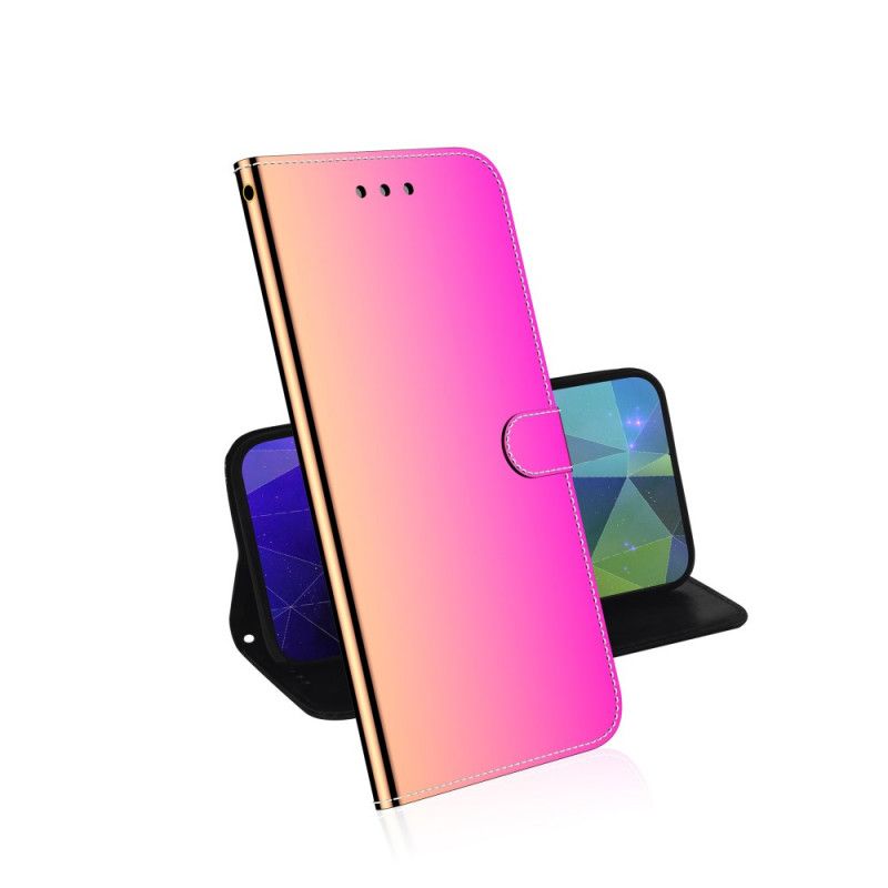 Etui Folio Huawei P40 Pro Magenta Czarny Osłona Lusterka Z Imitacji Skóry