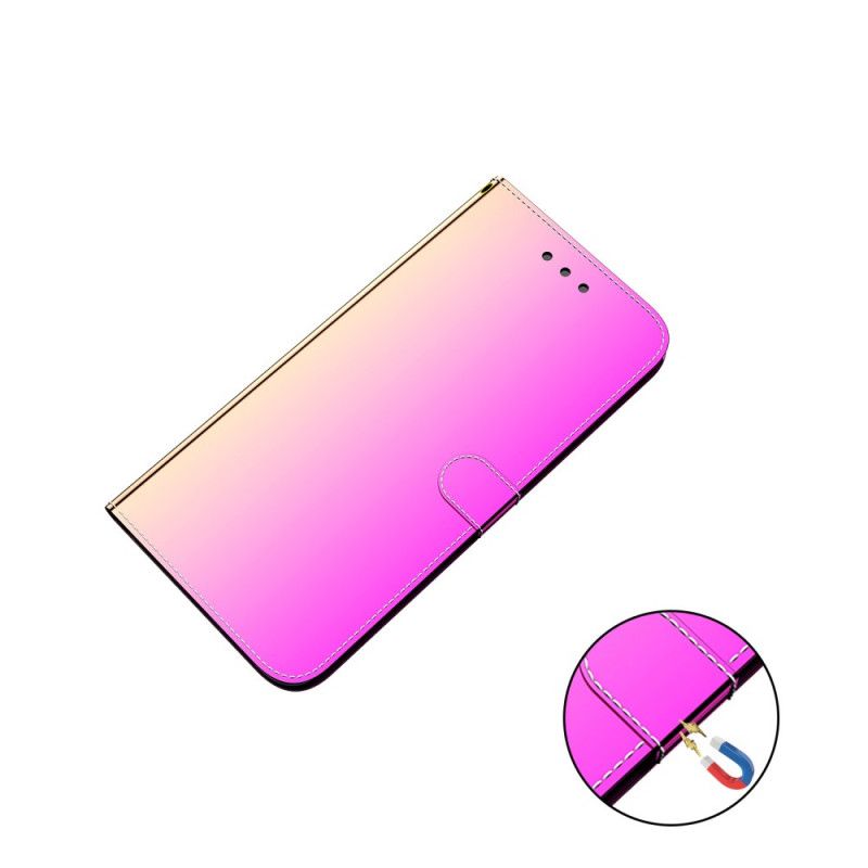 Etui Folio Huawei P40 Pro Magenta Czarny Osłona Lusterka Z Imitacji Skóry