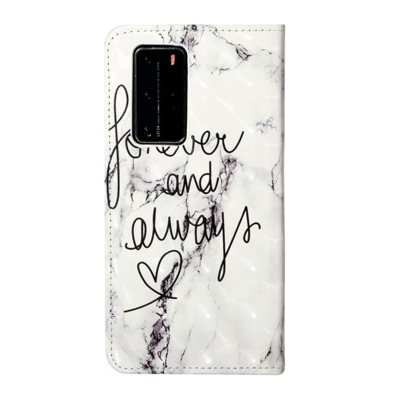 Etui Folio Huawei P40 Pro Na Zawsze I Zawsze Marmur Etui Ochronne