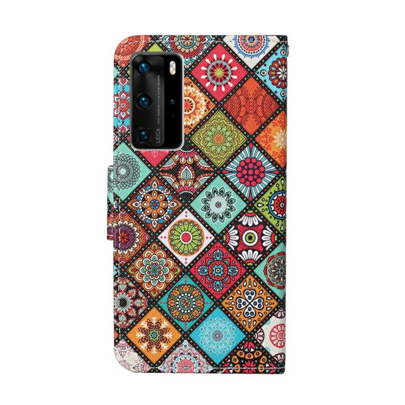 Etui Folio Huawei P40 Pro Patchworkowe Mandale Ze Stringami