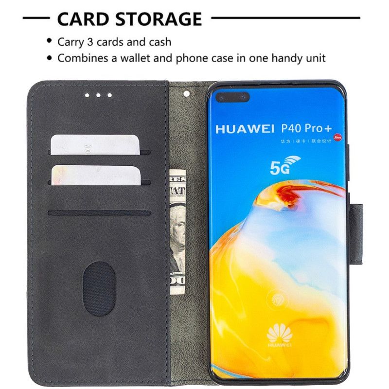 Etui Folio Huawei P40 Pro Szary Czarny Klasyczny Efekt Skóry Krokodyla