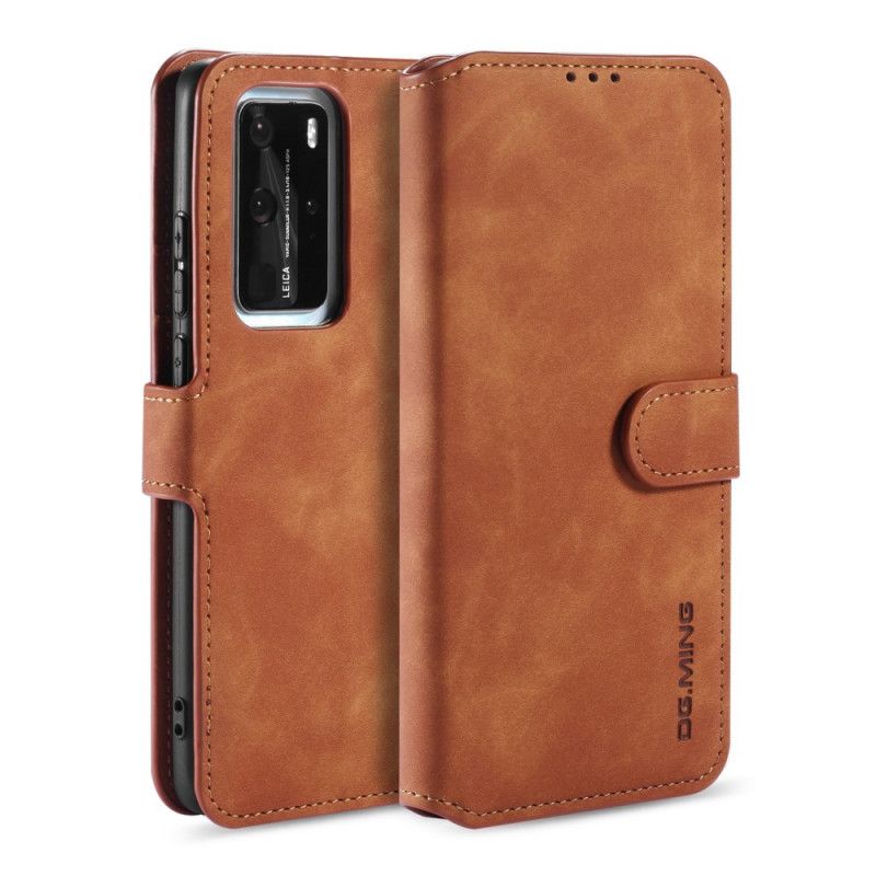 Etui Folio Huawei P40 Pro Szary Czarny Retro Dg.Ming Etui Ochronne