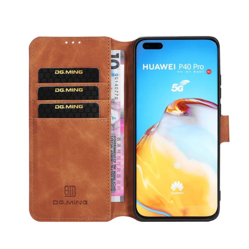 Etui Folio Huawei P40 Pro Szary Czarny Retro Dg.Ming Etui Ochronne