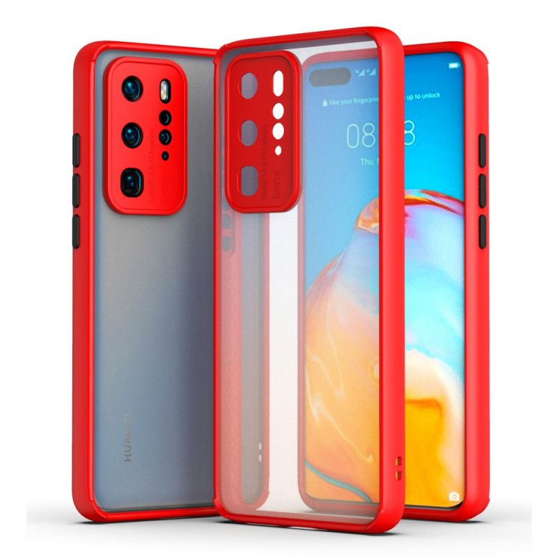 Etui Huawei P40 Pro Czerwony Czarny Kontur W Kolorze Przezroczystym