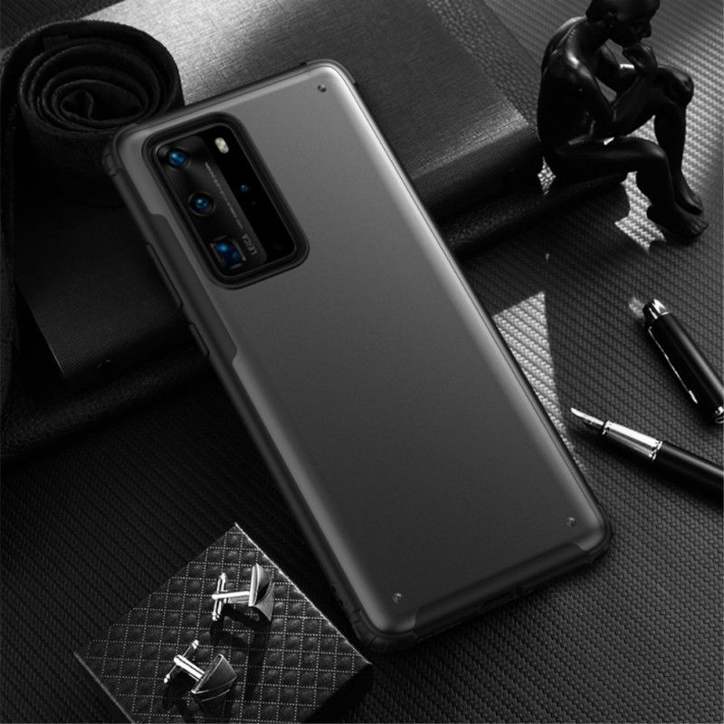 Etui Huawei P40 Pro Czerwony Czarny Matowa Hybryda Etui Ochronne