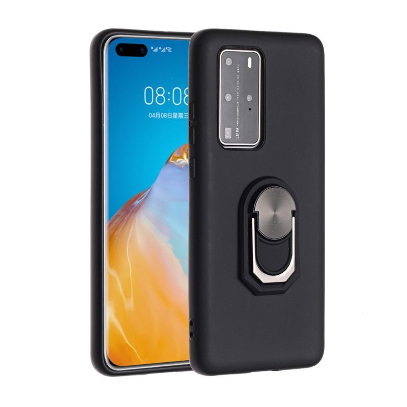 Etui Huawei P40 Pro Czerwony Czarny Metalizowany Wspornik Pierścieniowy Etui Ochronne