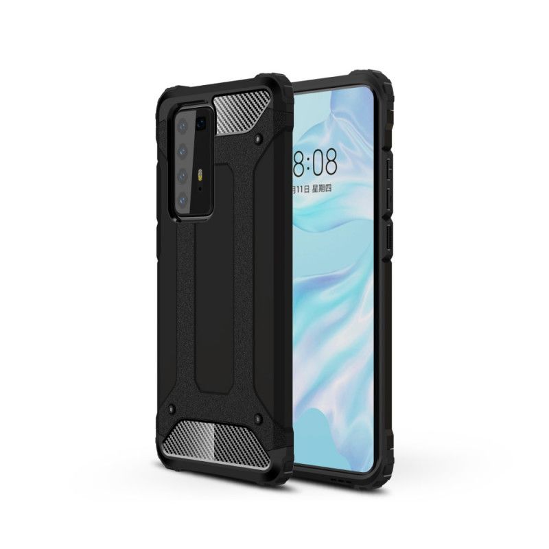 Etui Huawei P40 Pro Czerwony Czarny Ocalały