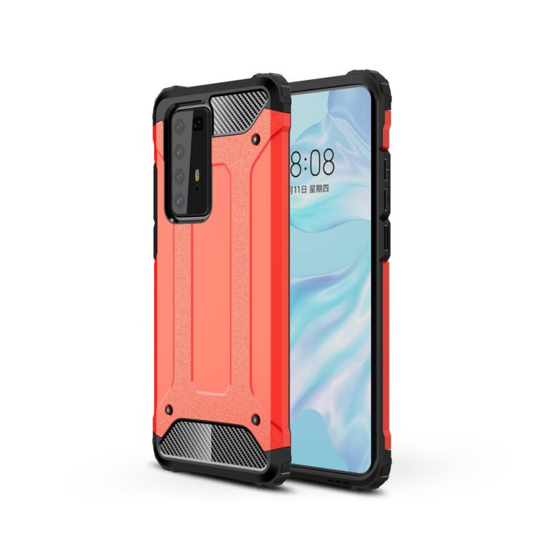 Etui Huawei P40 Pro Czerwony Czarny Ocalały