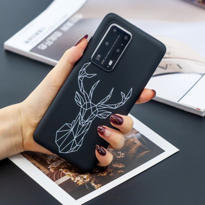 Etui Huawei P40 Pro Elastyczna Silikonowa Grafika Jelenia Etui Ochronne