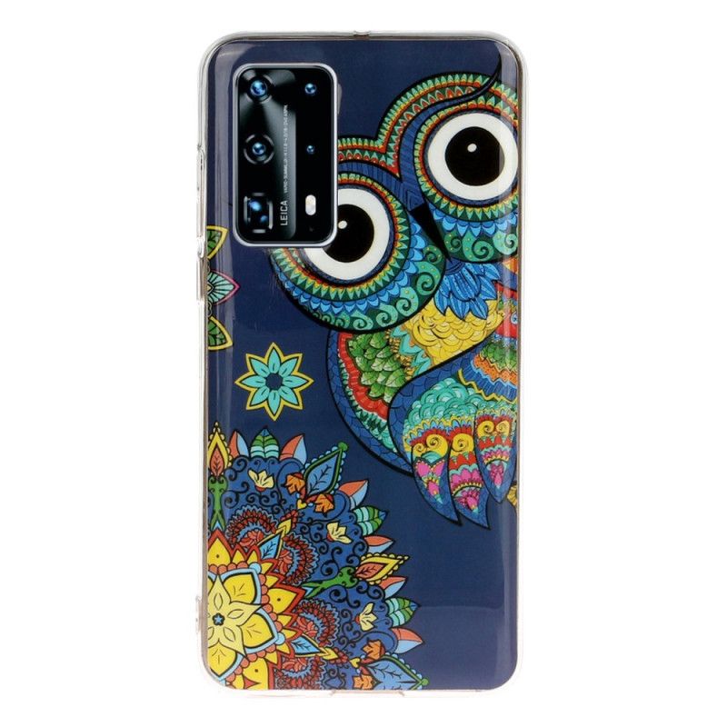 Etui Huawei P40 Pro Fluorescencyjna Sowa Mandala