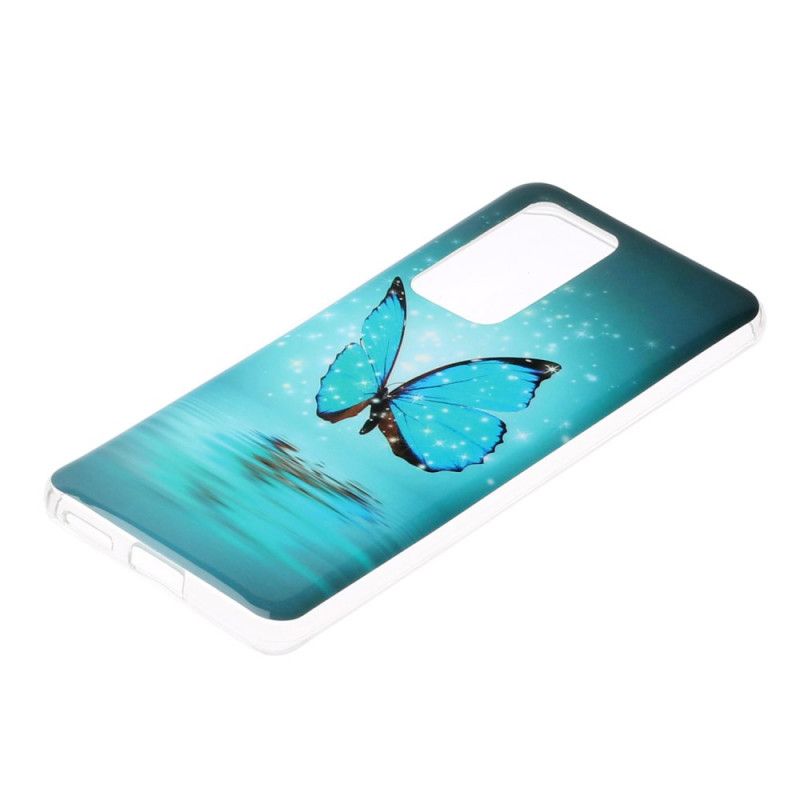 Etui Huawei P40 Pro Fluorescencyjny Niebieski Motyl