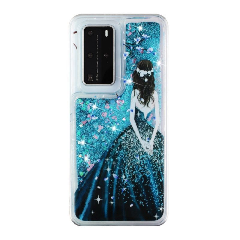 Etui Huawei P40 Pro Kobieta Z Brokatem