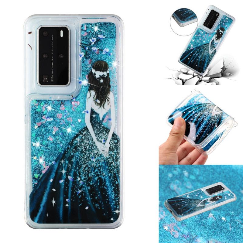 Etui Huawei P40 Pro Kobieta Z Brokatem