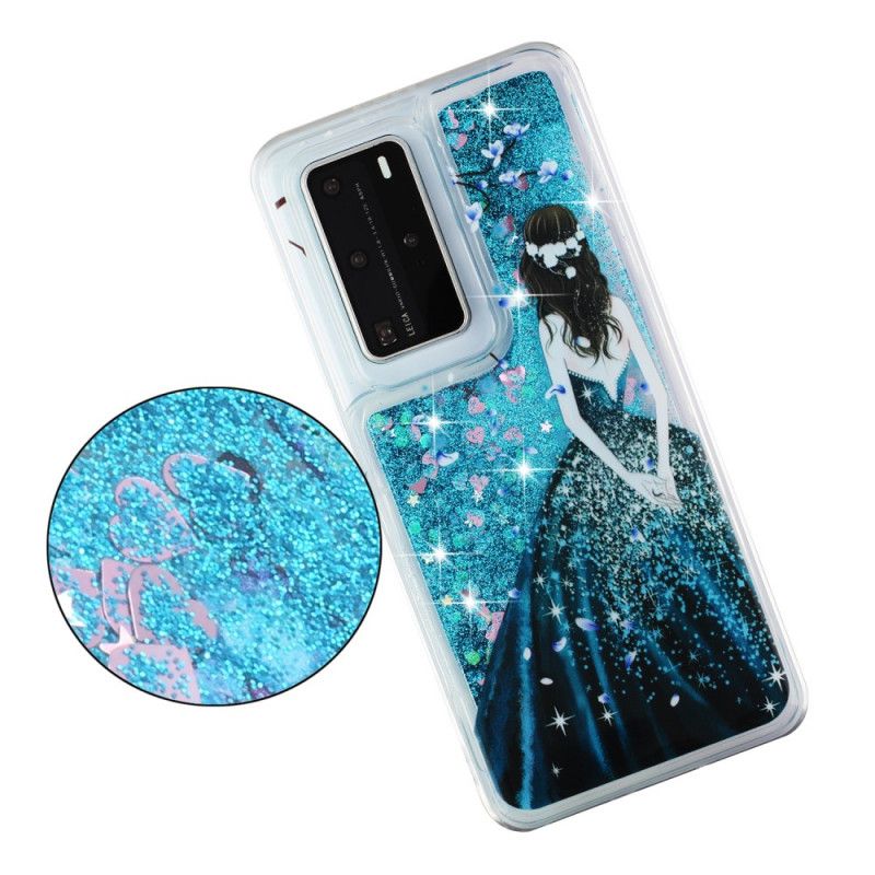 Etui Huawei P40 Pro Kobieta Z Brokatem