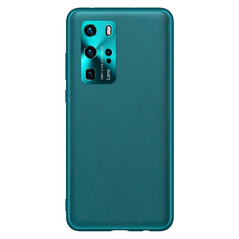 Etui Huawei P40 Pro Pomarańczowy Czarny Kolor Skóry W Stylu