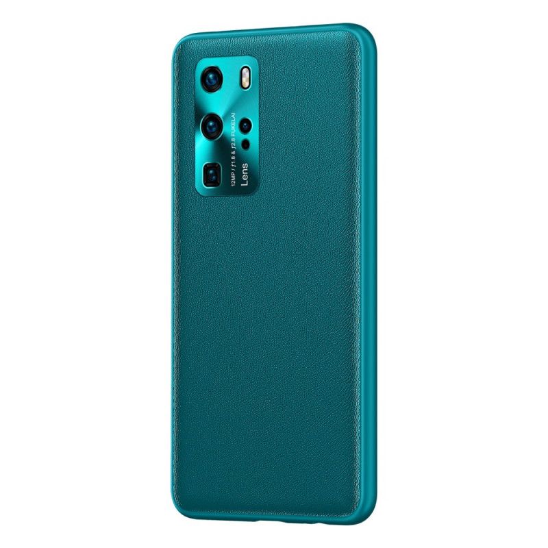 Etui Huawei P40 Pro Pomarańczowy Czarny Kolor Skóry W Stylu