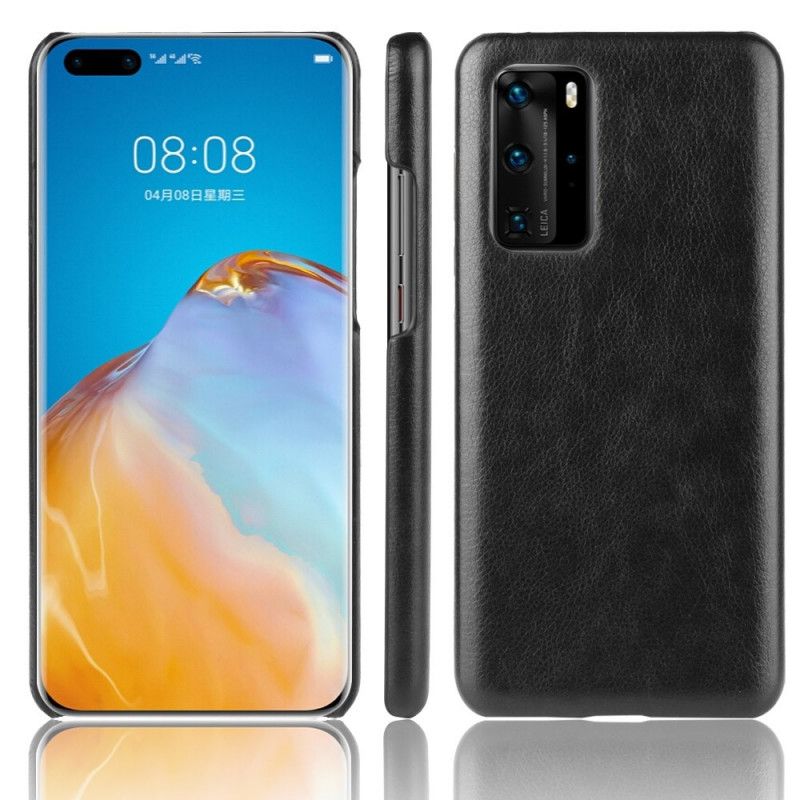 Etui Huawei P40 Pro Szary Czarny Efekt Skóry Lychee Performance