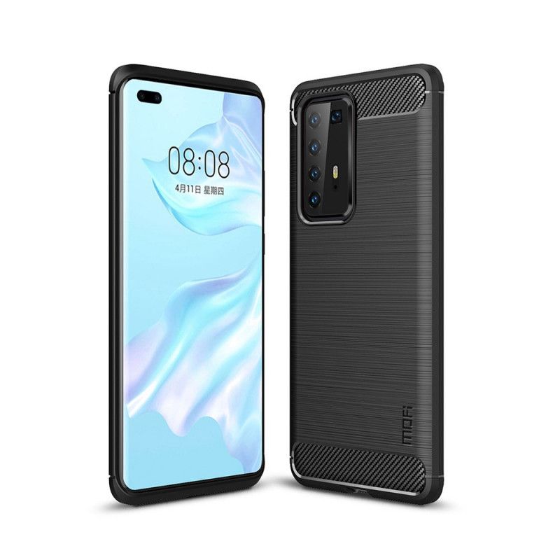 Etui Huawei P40 Pro Szary Czarny Mofi Szczotkowane Włókno Węglowe