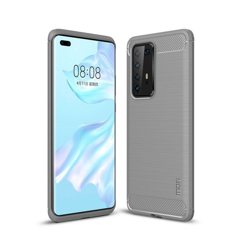 Etui Huawei P40 Pro Szary Czarny Mofi Szczotkowane Włókno Węglowe